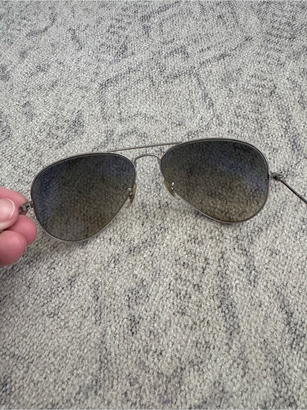 Ray-Ban Silver Frame Gray Gradient Aviator Sunglasses